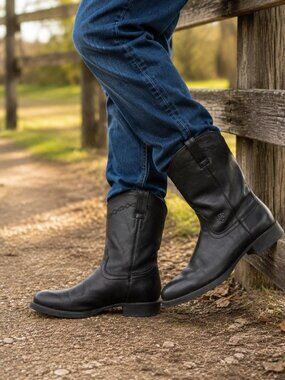 ARIAT Heritage Roper Pull-One Western Round-Toe Boots Black Men's Size 10D